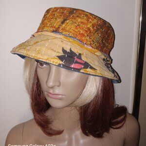 Kantha & Denim Bucket Hat Reversible Natural Earthy Patchwork Handmade BHAT11.